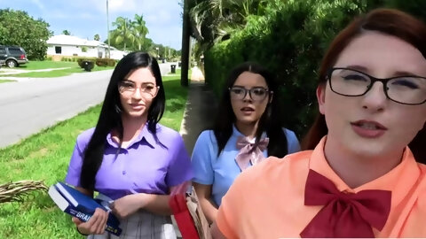 Nerdy College Girls with Glasses Foursome Fuck